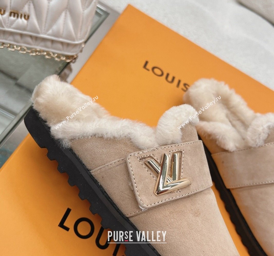Louis Vuitton LV Cosy Flat Comfort Clog Mules in Suede Taupe Grey 2023 1AC6Z3 (MD-231218070)