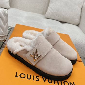 Louis Vuitton LV Cosy Flat Comfort Clog Mules in Suede Grey 2 2023 1AC6Z3 (MD-231218071)