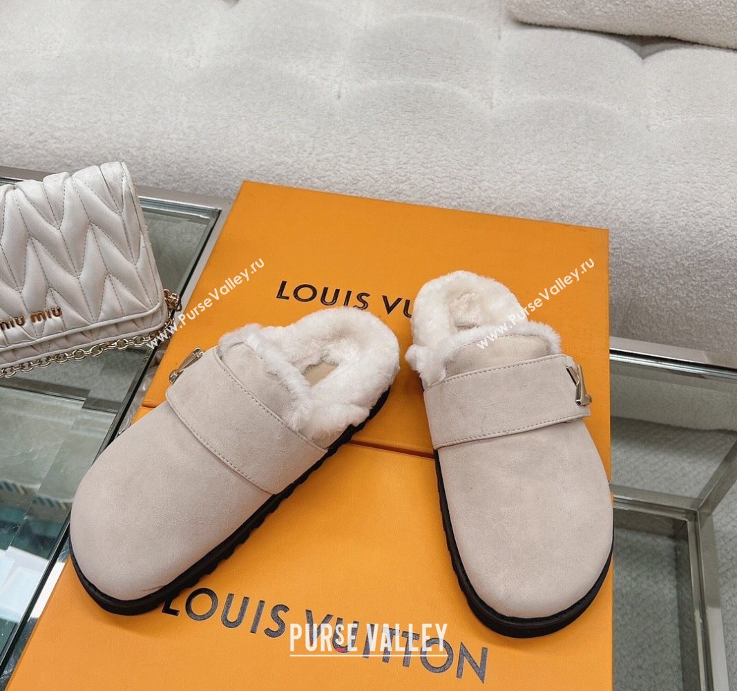 Louis Vuitton LV Cosy Flat Comfort Clog Mules in Suede Grey 2 2023 1AC6Z3 (MD-231218071)