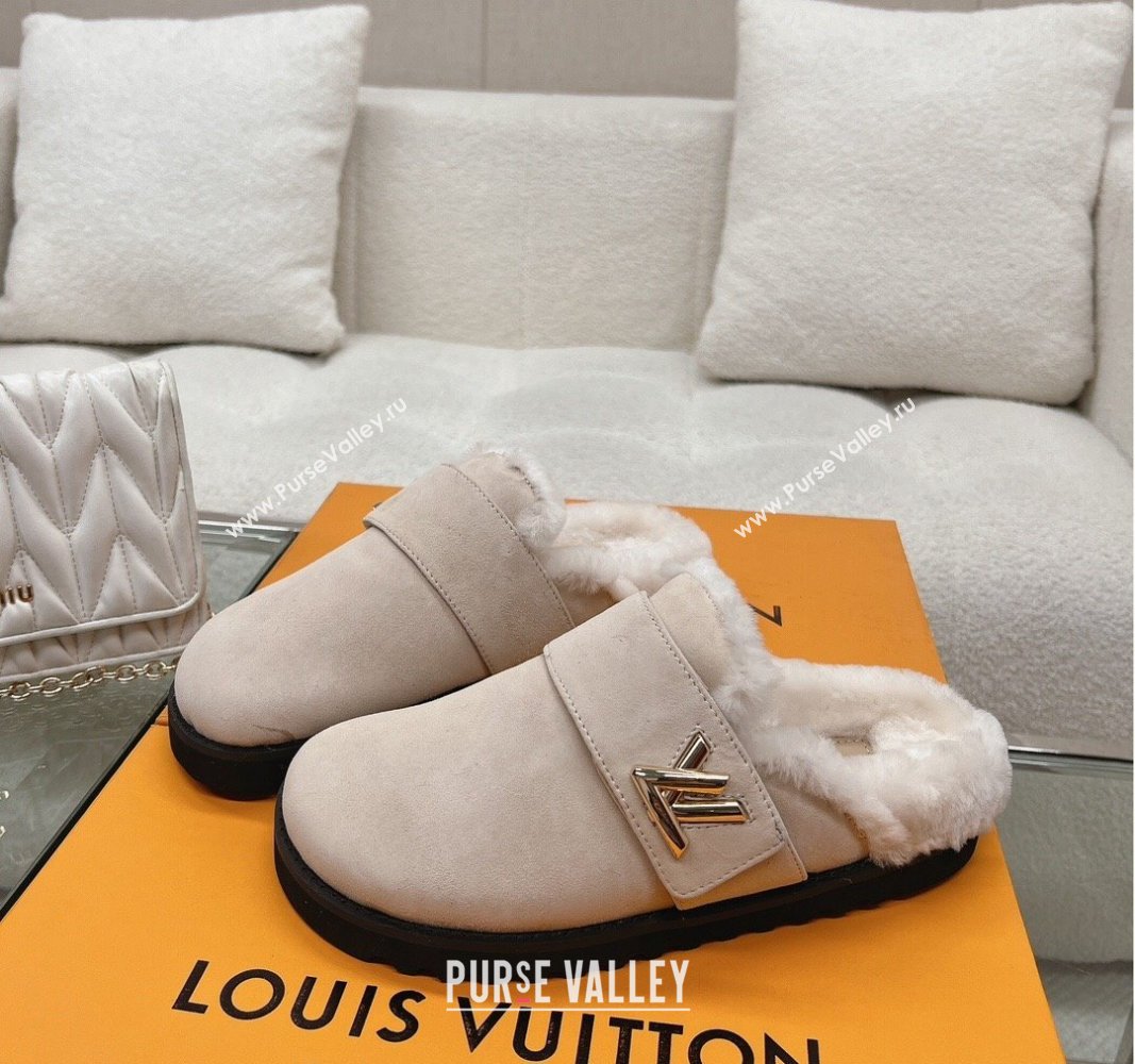 Louis Vuitton LV Cosy Flat Comfort Clog Mules in Suede Grey 2 2023 1AC6Z3 (MD-231218071)