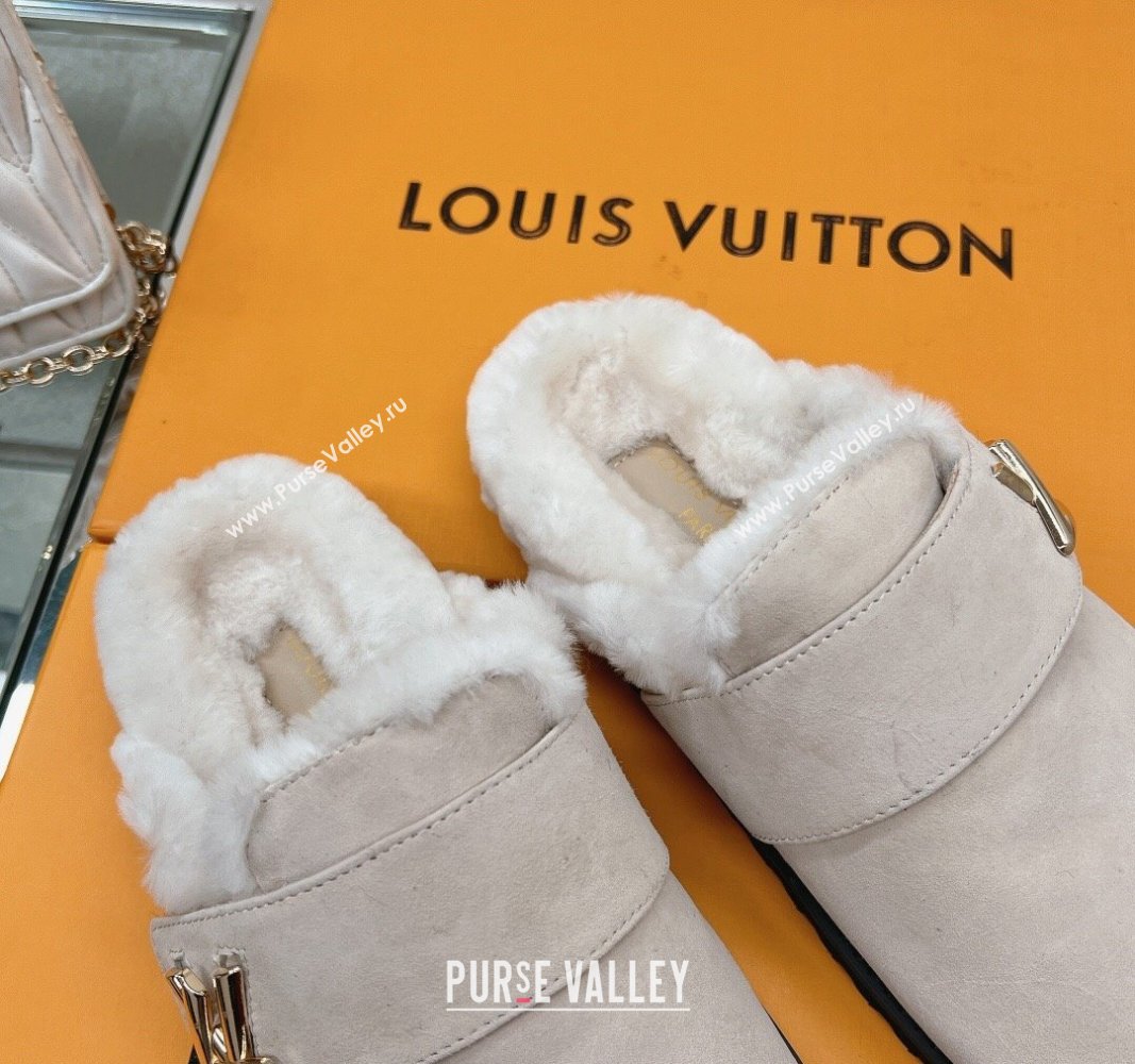 Louis Vuitton LV Cosy Flat Comfort Clog Mules in Suede Grey 2 2023 1AC6Z3 (MD-231218071)