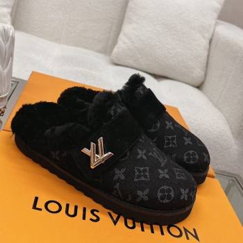 Louis Vuitton LV Cosy Flat Comfort Clog Mules in Black Monogram Denim 2023 1AC6Z3 (MD-231218072)