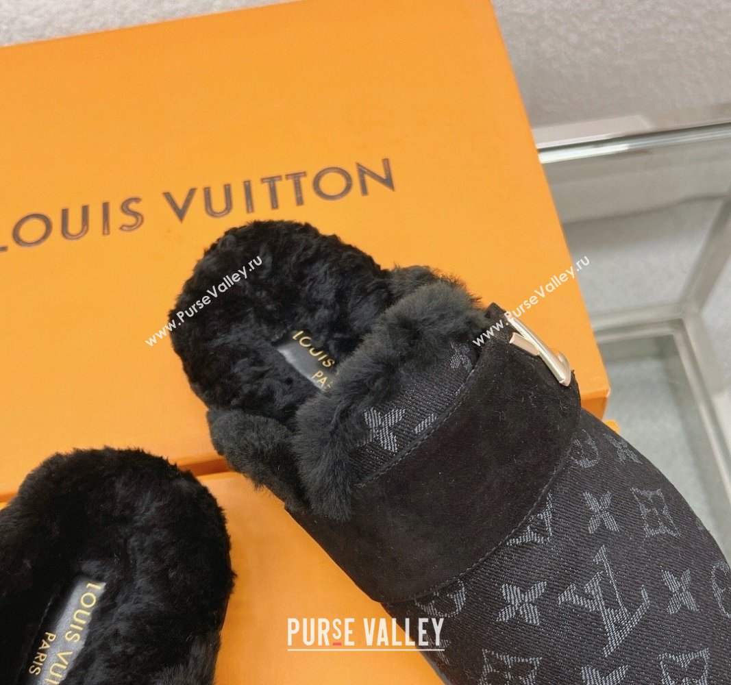 Louis Vuitton LV Cosy Flat Comfort Clog Mules in Black Monogram Denim 2023 1AC6Z3 (MD-231218072)