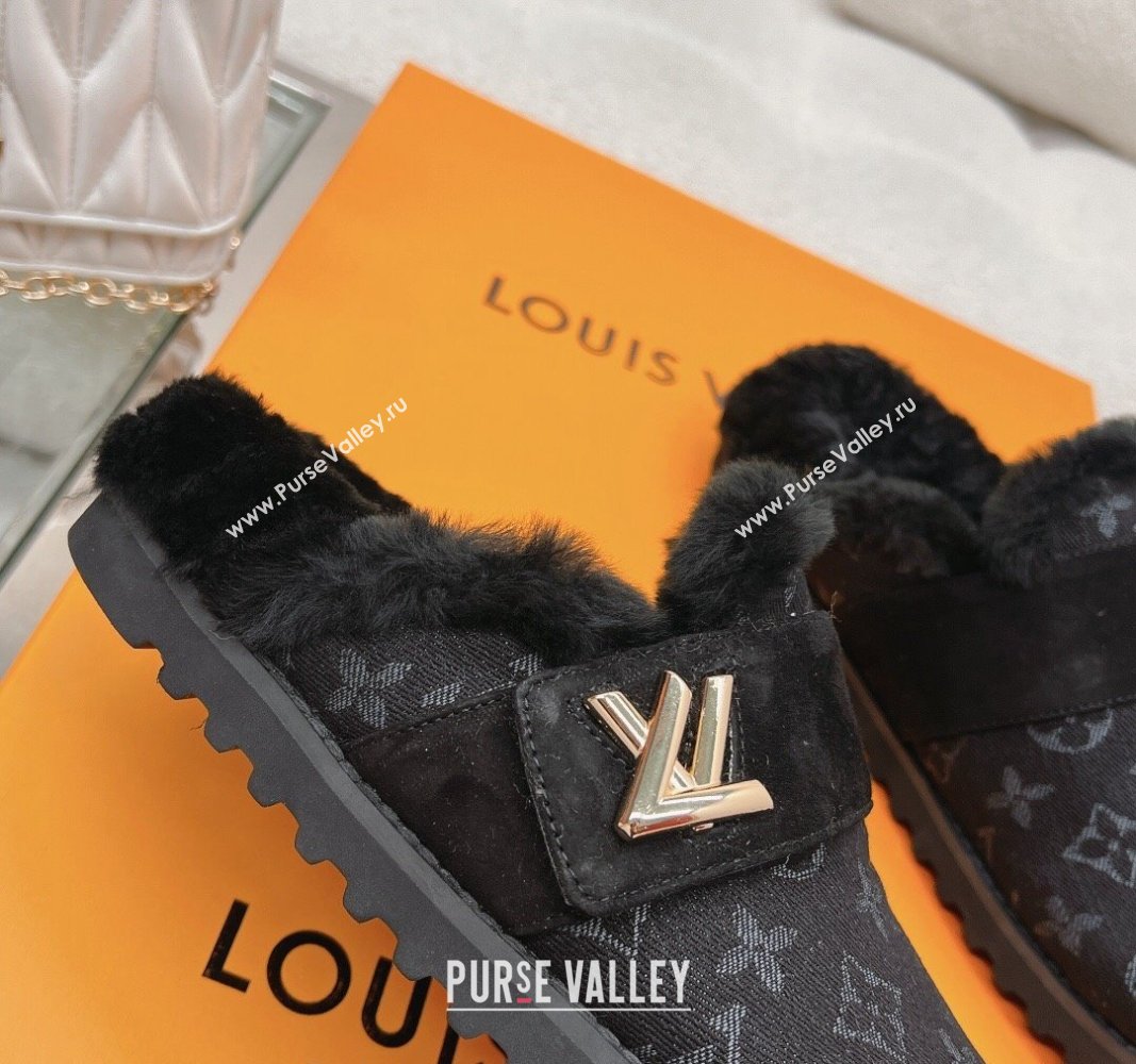 Louis Vuitton LV Cosy Flat Comfort Clog Mules in Black Monogram Denim 2023 1AC6Z3 (MD-231218072)