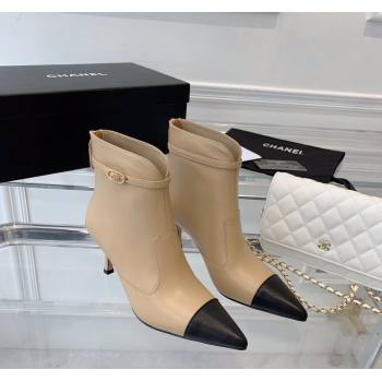 Chanel Calfskin Pointed Ankle Boots 7.5cm with Buckle Beige 2023 CH121311 (SS-231213059)