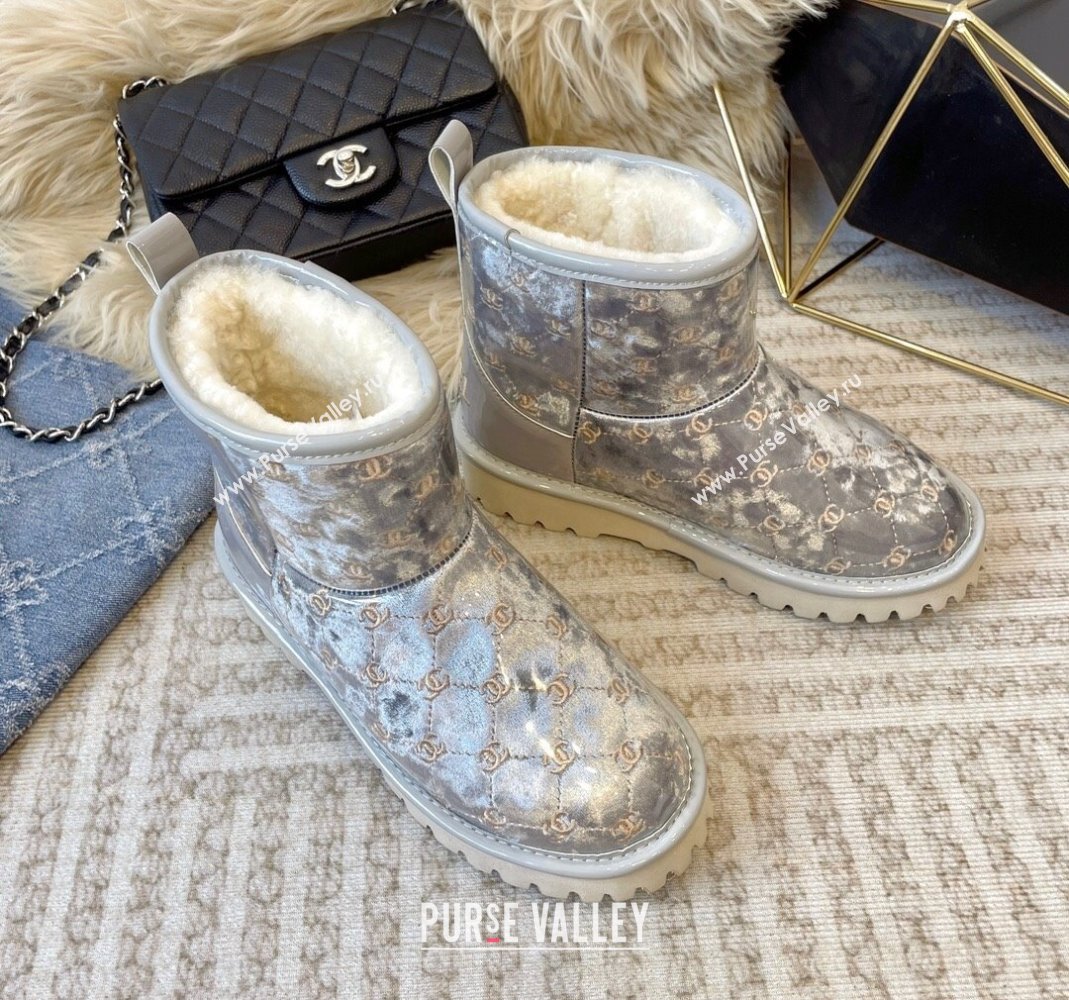 Chanel PVC Snow Boots with CC Embroidery Grey 2023 CH121312 (KL-231213063)