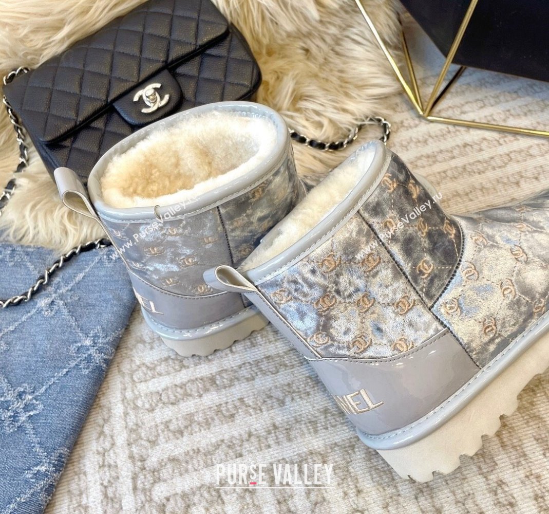 Chanel PVC Snow Boots with CC Embroidery Grey 2023 CH121312 (KL-231213063)