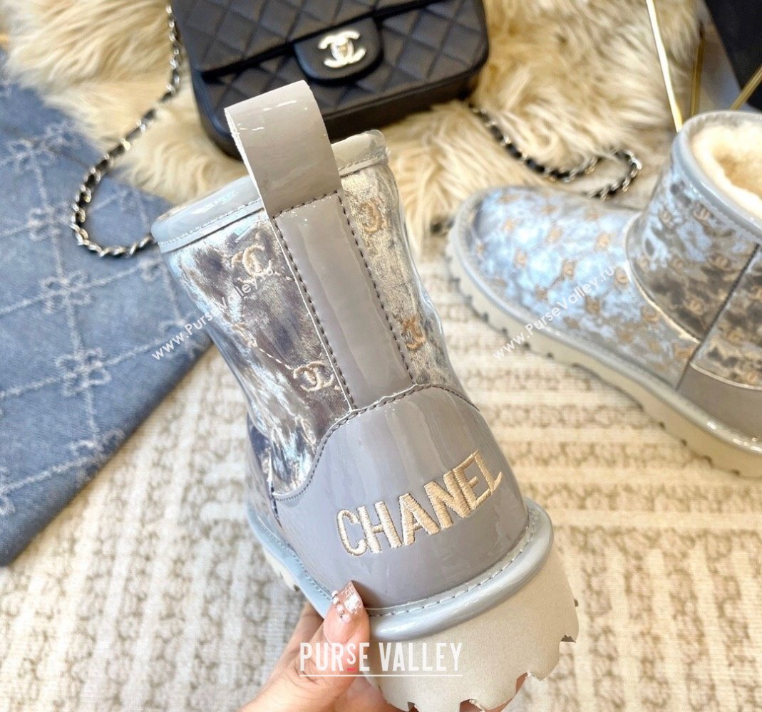 Chanel PVC Snow Boots with CC Embroidery Grey 2023 CH121312 (KL-231213063)