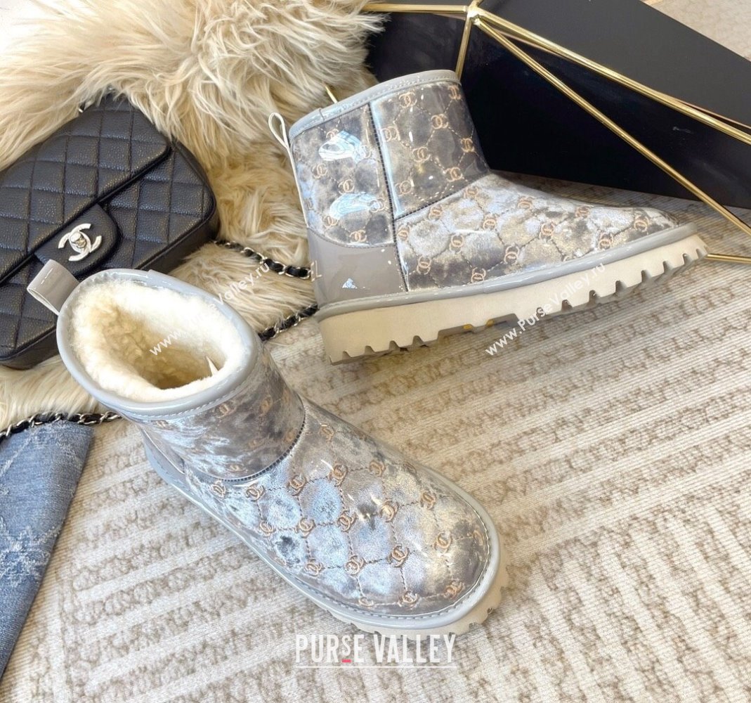 Chanel PVC Snow Boots with CC Embroidery Grey 2023 CH121312 (KL-231213063)