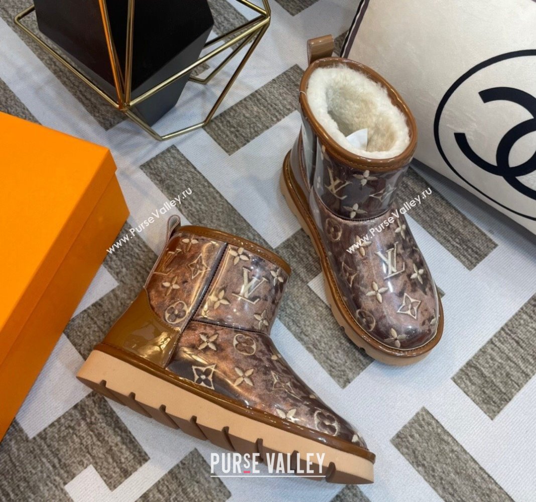 Louis Vuitton PVC Snow Boots with Monogram Embroidery Brown 2023 LV121803 (kl-231218074)