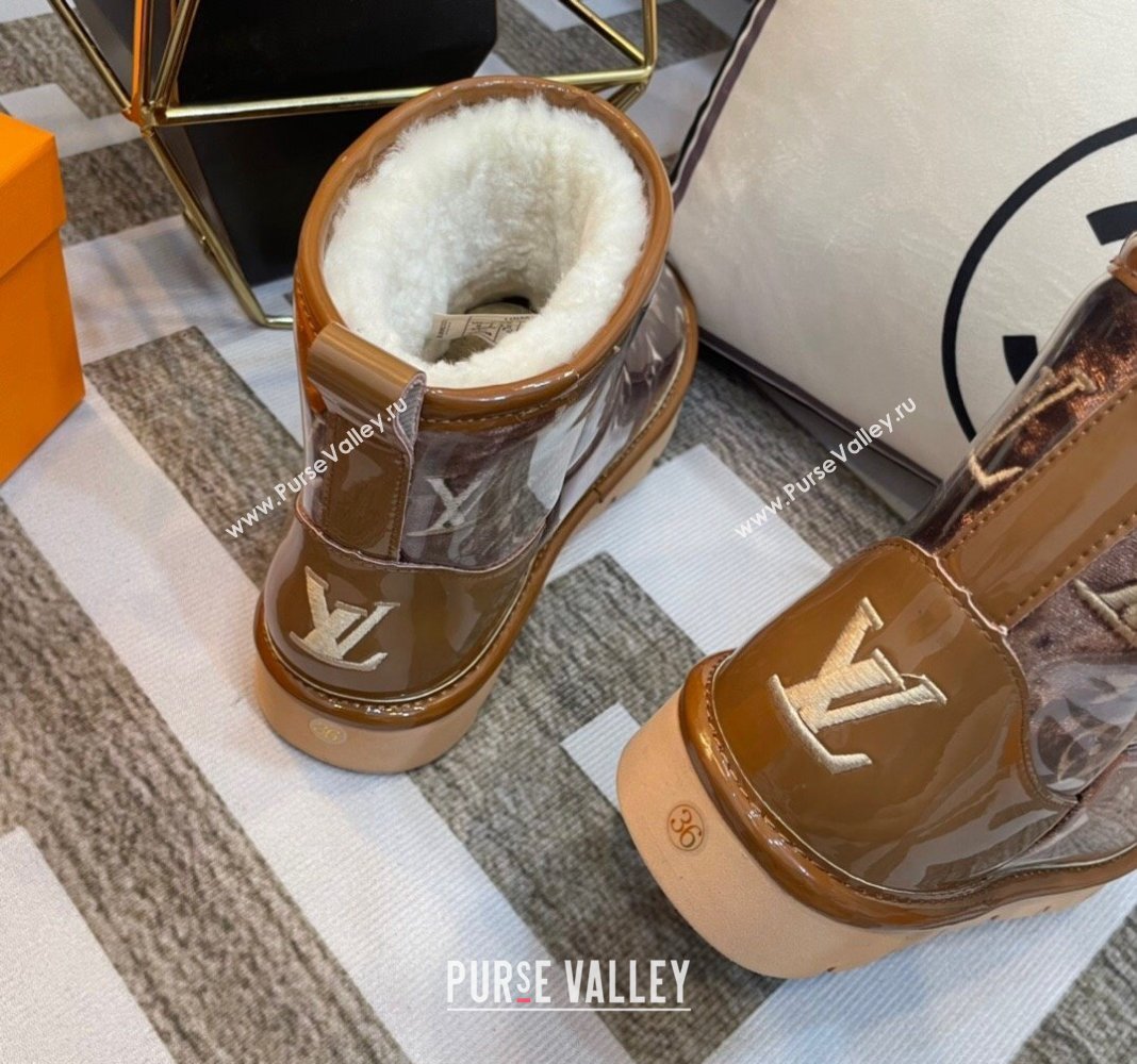 Louis Vuitton PVC Snow Boots with Monogram Embroidery Brown 2023 LV121803 (kl-231218074)