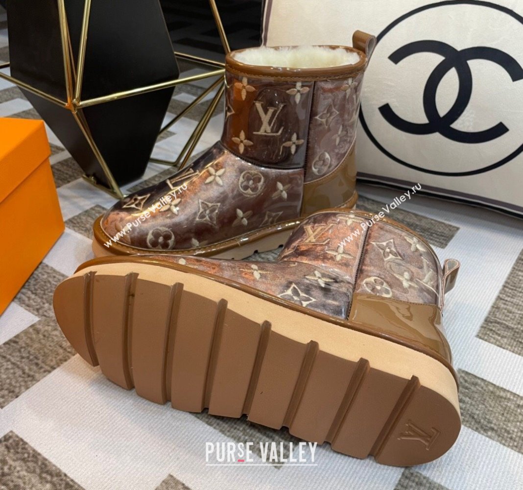 Louis Vuitton PVC Snow Boots with Monogram Embroidery Brown 2023 LV121803 (kl-231218074)