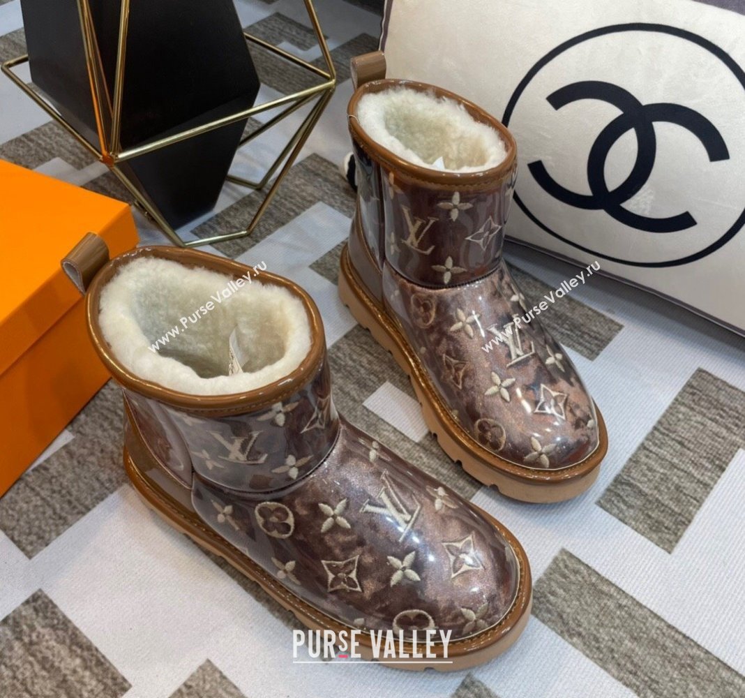 Louis Vuitton PVC Snow Boots with Monogram Embroidery Brown 2023 LV121803 (kl-231218074)