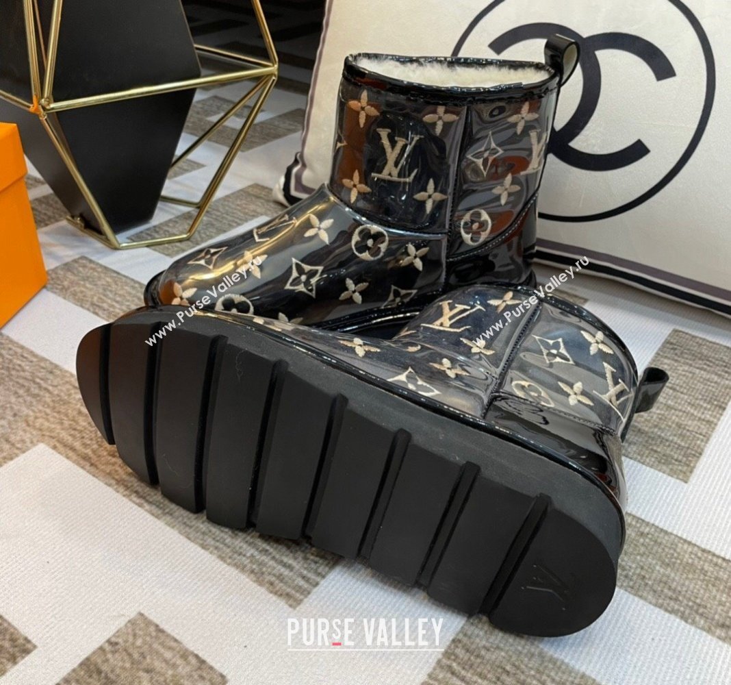 Louis Vuitton PVC Snow Boots with Monogram Embroidery Black 2023 LV121803 (kl-231218076)