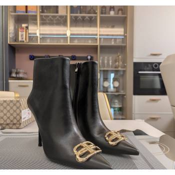 Balenciaga Calfskin BB Heel Ankle Boots 10cm Black 2023 BB121801 (KL-231218137)