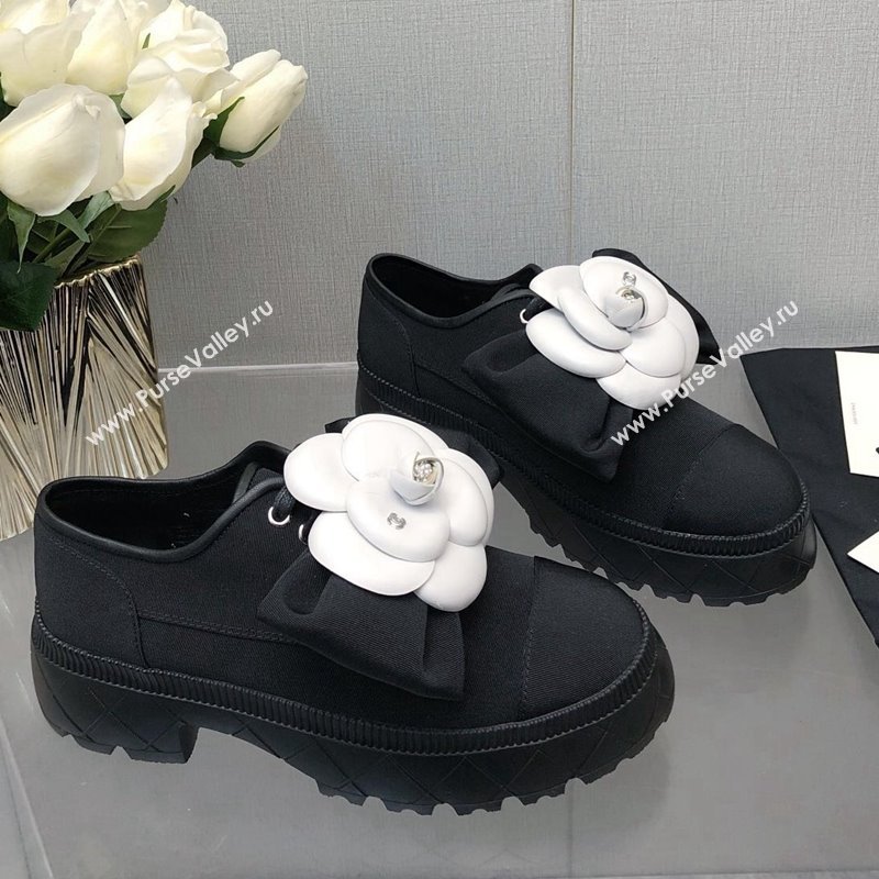 Chanel Fabric Loafers with Camellia Bloom Black 2023 CH121313 (KL-231213070)