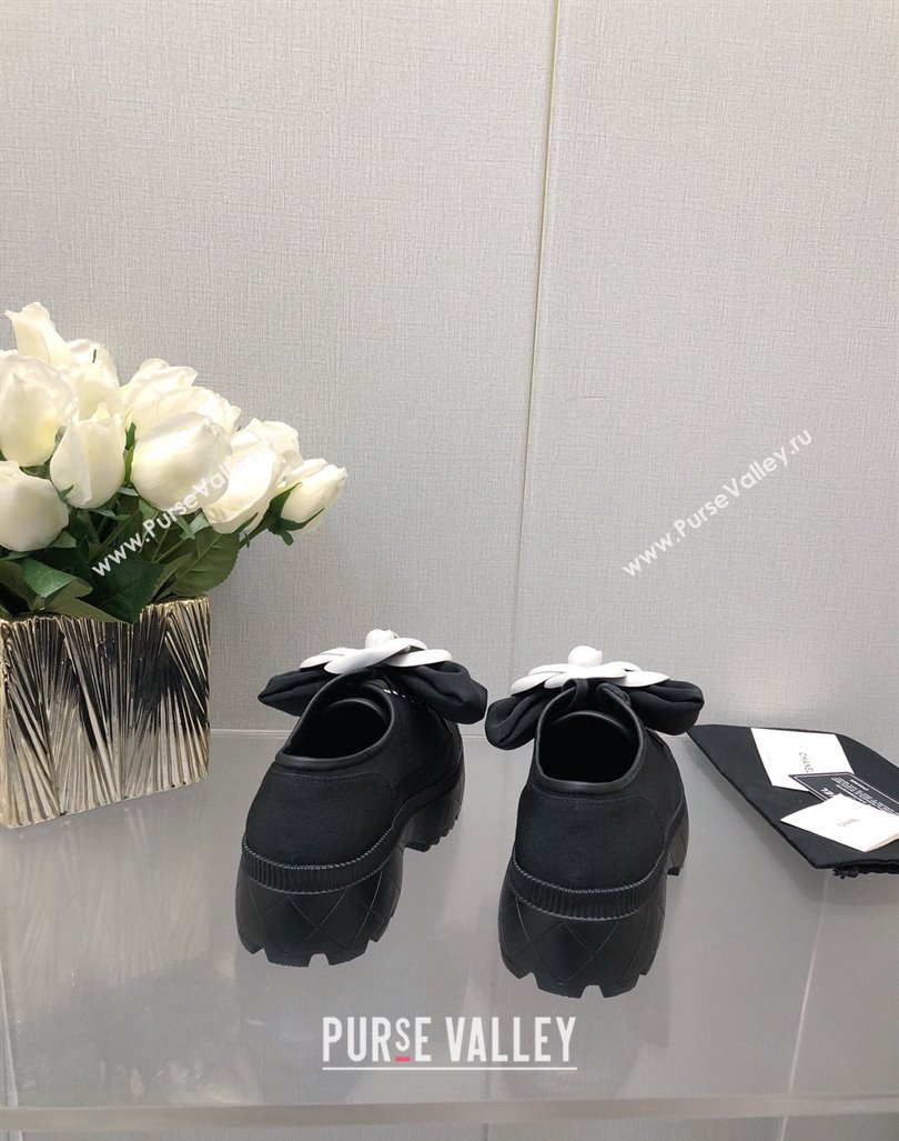 Chanel Fabric Loafers with Camellia Bloom Black 2023 CH121313 (KL-231213070)