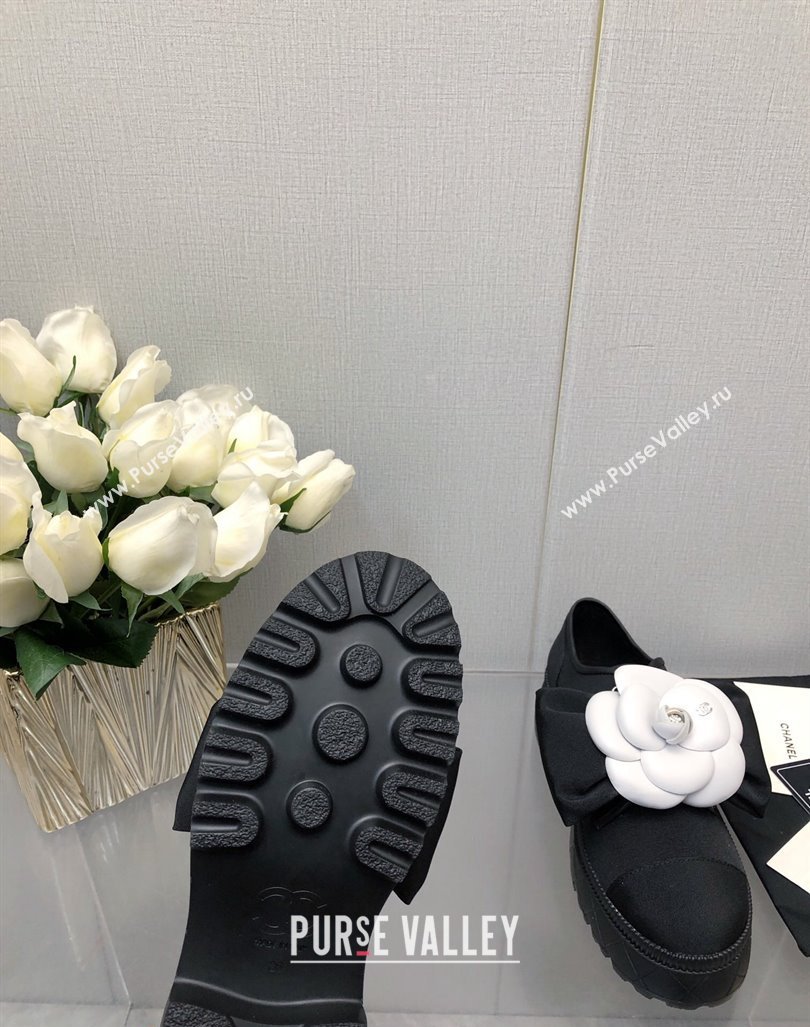 Chanel Fabric Loafers with Camellia Bloom Black 2023 CH121313 (KL-231213070)