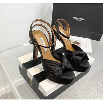 Aquazzura Olie Plateau Platform Sandals 13.5cm in Silk Black 2023 (KER-231214102)