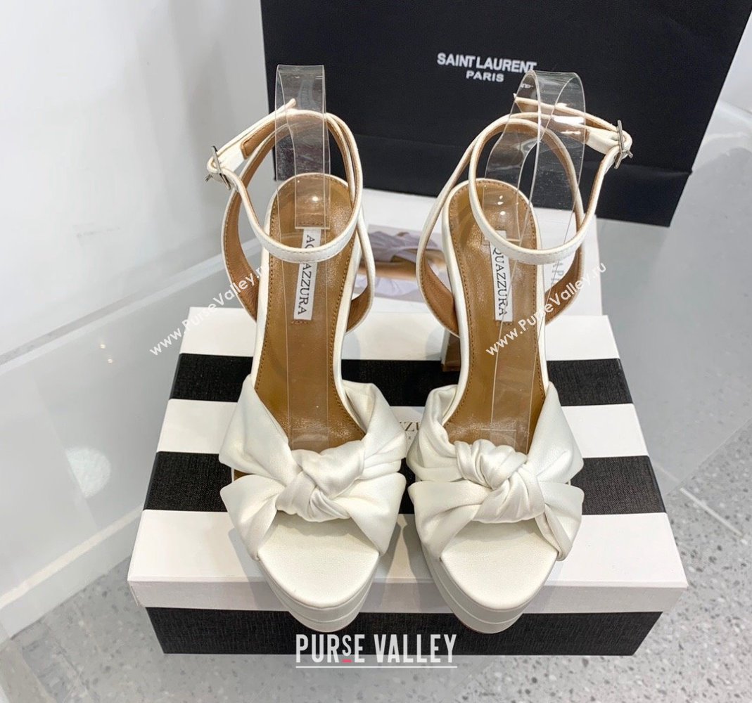 Aquazzura Olie Plateau Platform Sandals 13.5cm in Silk White 2023 (KER-231214103)