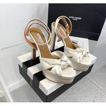 Aquazzura Olie Plateau Platform Sandals 13.5cm in Silk White 2023 (KER-231214103)