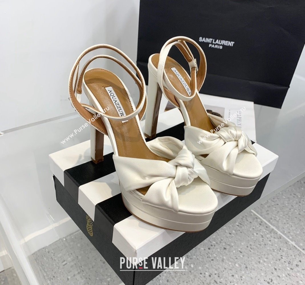 Aquazzura Olie Plateau Platform Sandals 13.5cm in Silk White 2023 (KER-231214103)