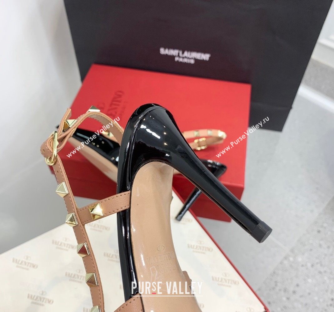 Valentino Rockstud Bow Slingback Pumps in Patent Leather 6cm/10cm Black/Gold 2023 (KER-231214107)