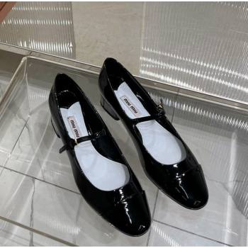 Miu Miu Patent Leather Mary Janes Pumps 2.8cm Black 2023 MM12141 (ZN-231214004)