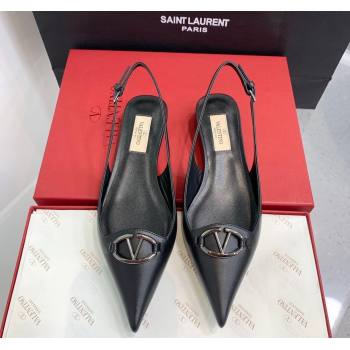 Valentino VLogo Leather Slingback Pumps Black 2023 VLTN121402 (KER-231214123)