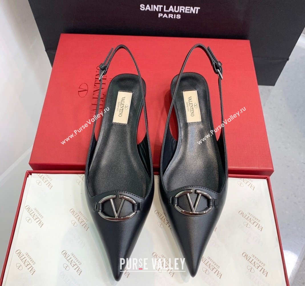 Valentino VLogo Leather Slingback Pumps Black 2023 VLTN121402 (KER-231214123)