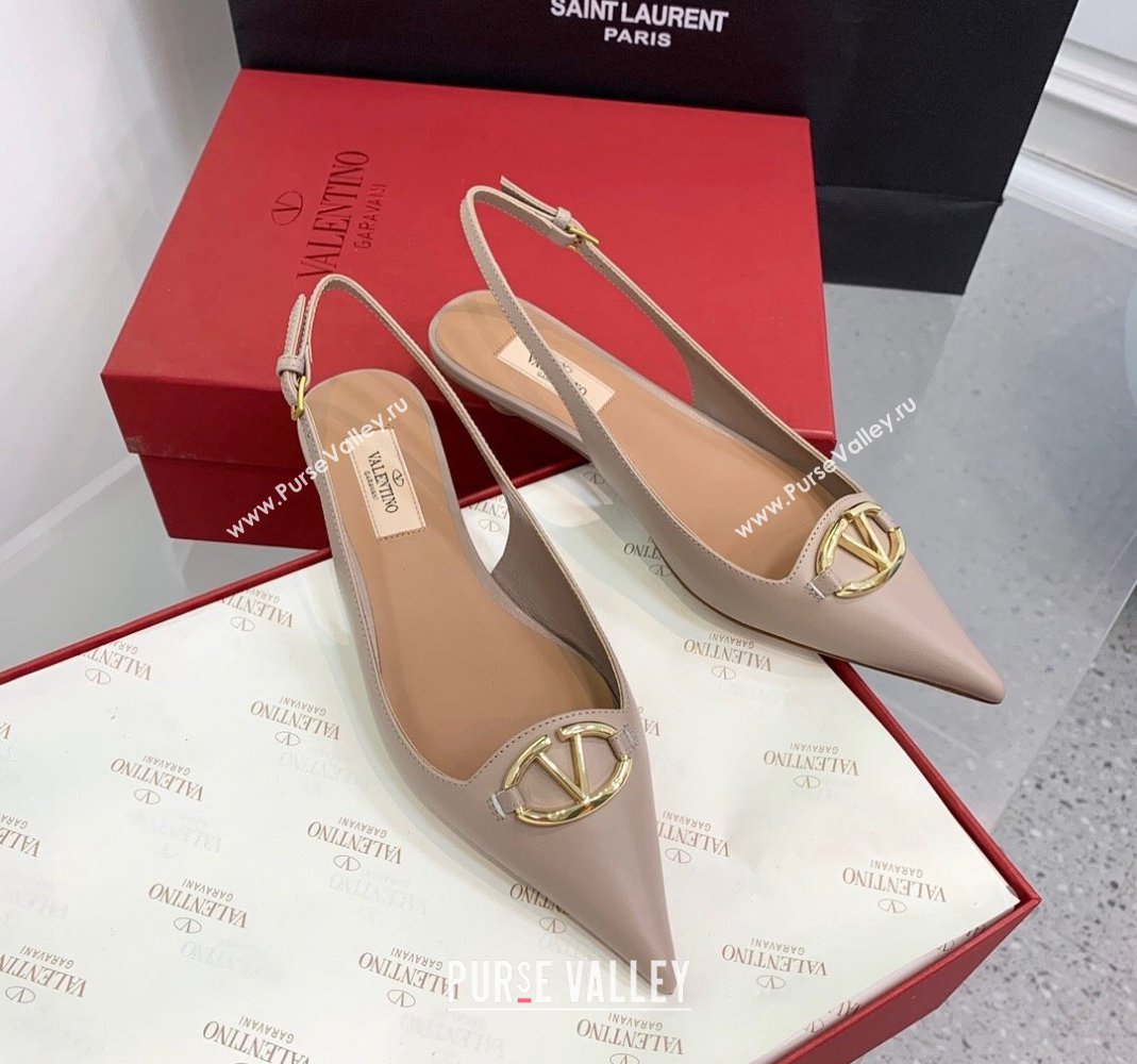 Valentino VLogo Leather Slingback Pumps Nude 2023 VLTN121402 (KER-231214124)