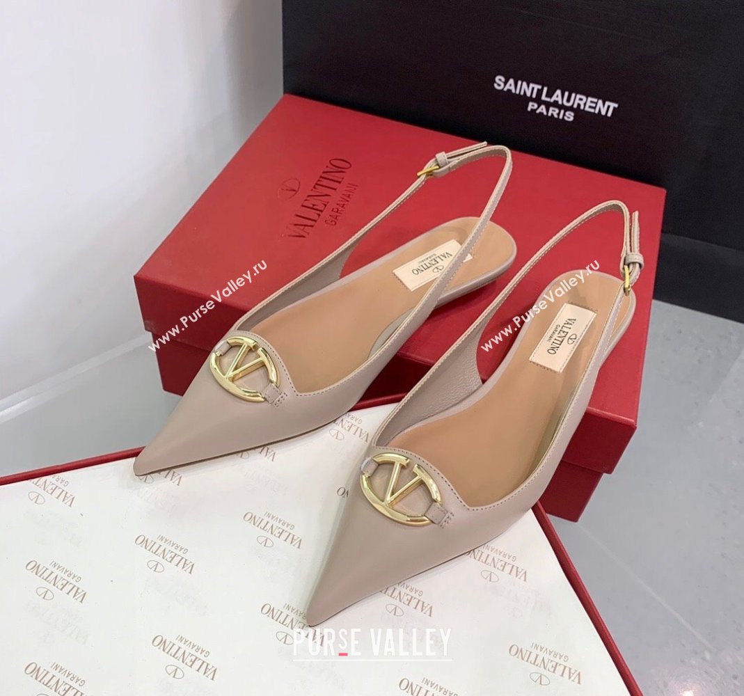 Valentino VLogo Leather Slingback Pumps Nude 2023 VLTN121402 (KER-231214124)