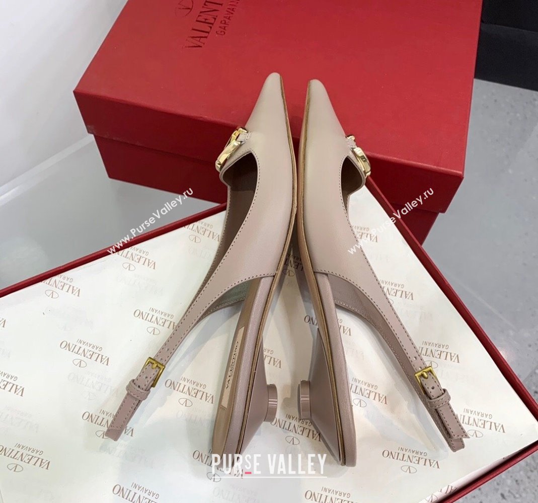 Valentino VLogo Leather Slingback Pumps Nude 2023 VLTN121402 (KER-231214124)