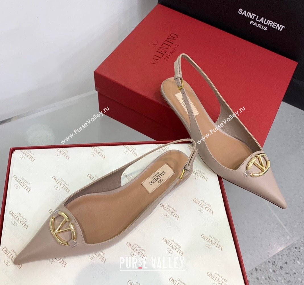 Valentino VLogo Leather Slingback Pumps Nude 2023 VLTN121402 (KER-231214124)