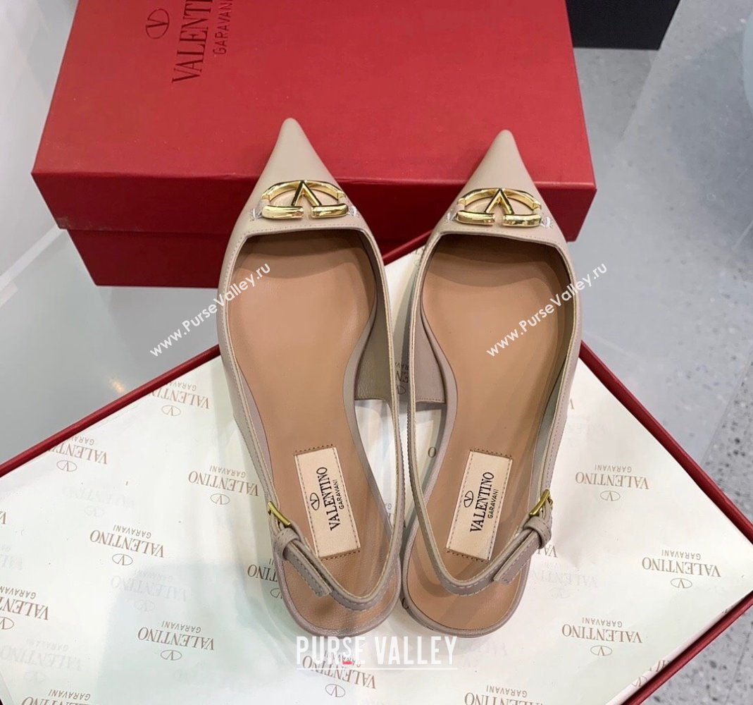 Valentino VLogo Leather Slingback Pumps Nude 2023 VLTN121402 (KER-231214124)