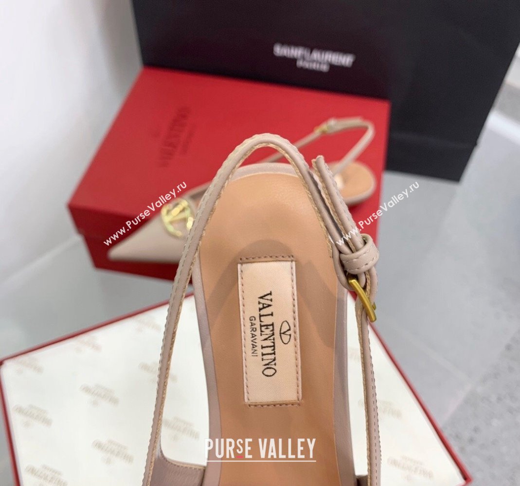 Valentino VLogo Leather Slingback Pumps Nude 2023 VLTN121402 (KER-231214124)