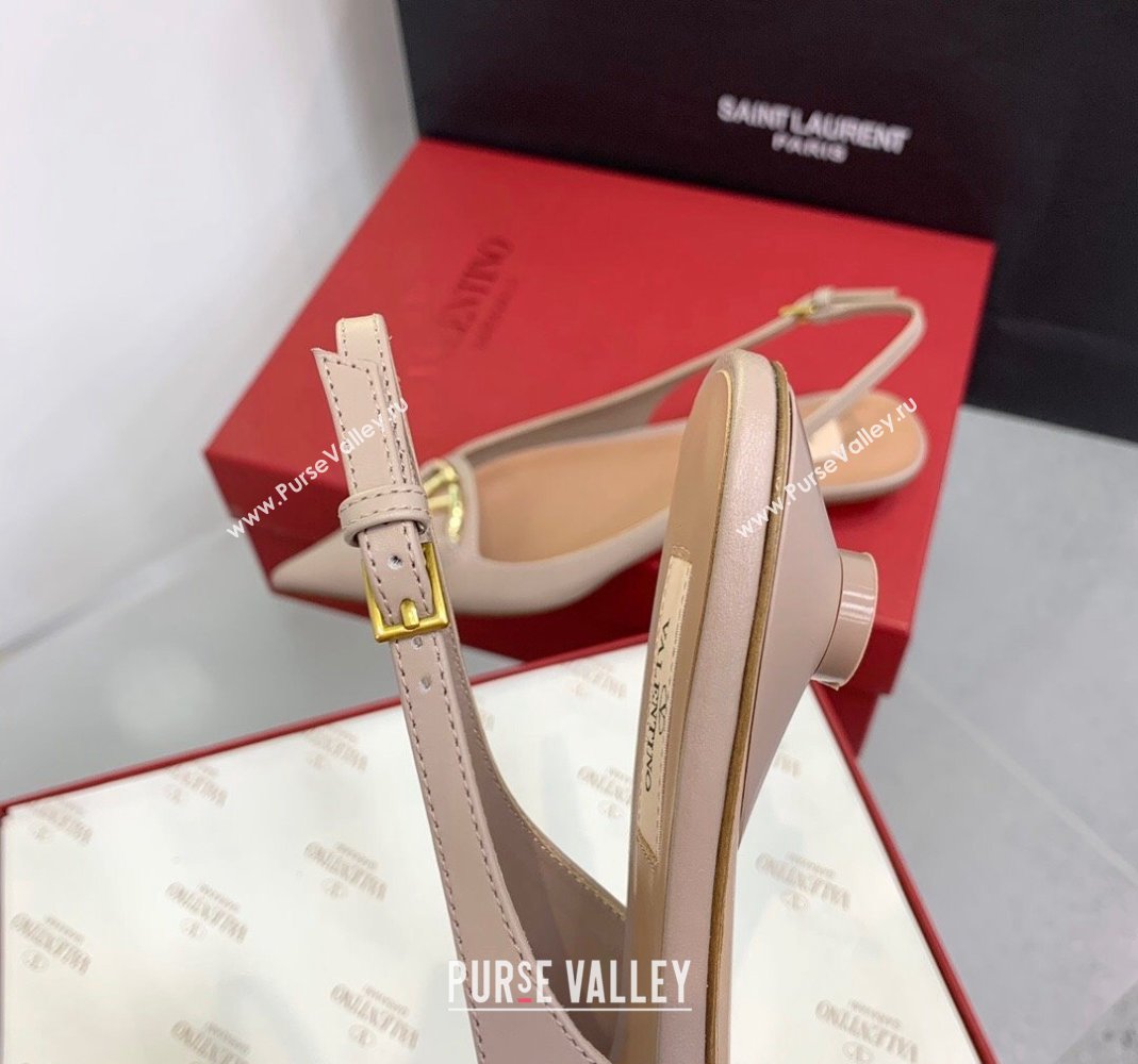 Valentino VLogo Leather Slingback Pumps Nude 2023 VLTN121402 (KER-231214124)