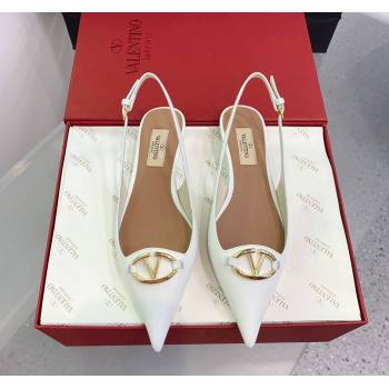 Valentino VLogo Leather Slingback Pumps White 2023 VLTN121402 (KER-231214125)