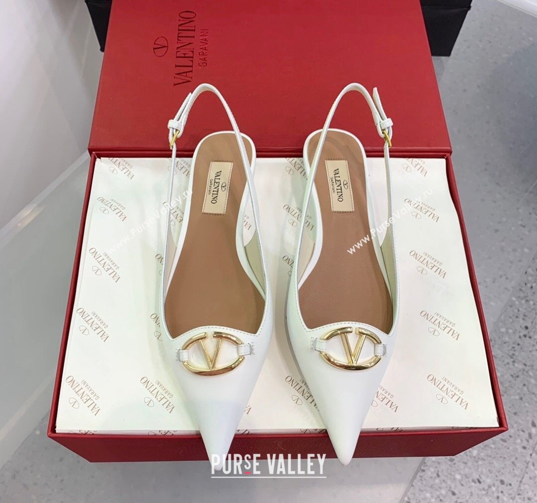 Valentino VLogo Leather Slingback Pumps White 2023 VLTN121402 (KER-231214125)