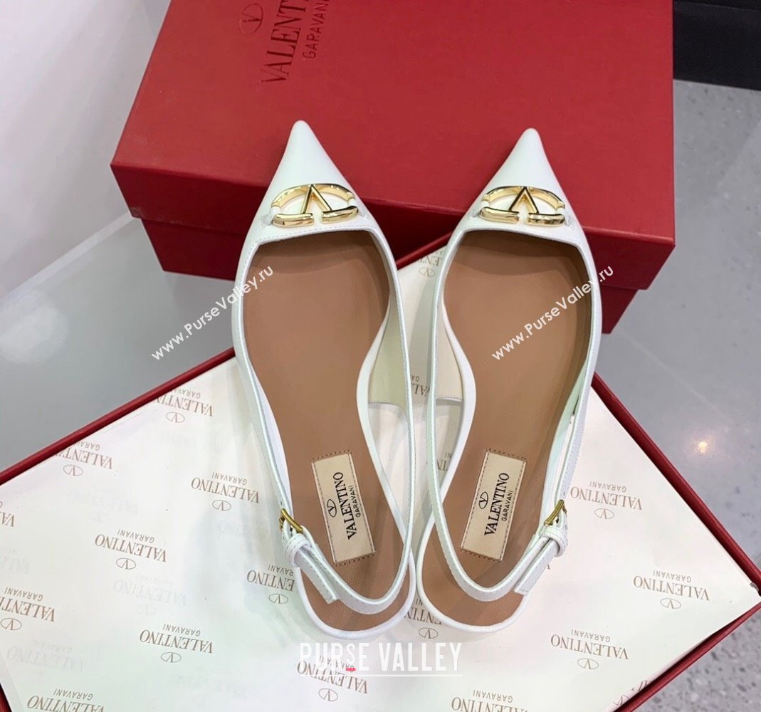 Valentino VLogo Leather Slingback Pumps White 2023 VLTN121402 (KER-231214125)