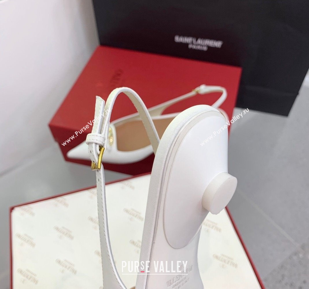 Valentino VLogo Leather Slingback Pumps White 2023 VLTN121402 (KER-231214125)