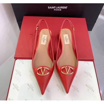 Valentino VLogo Leather Slingback Pumps Red 2023 VLTN121402 (KER-231214126)