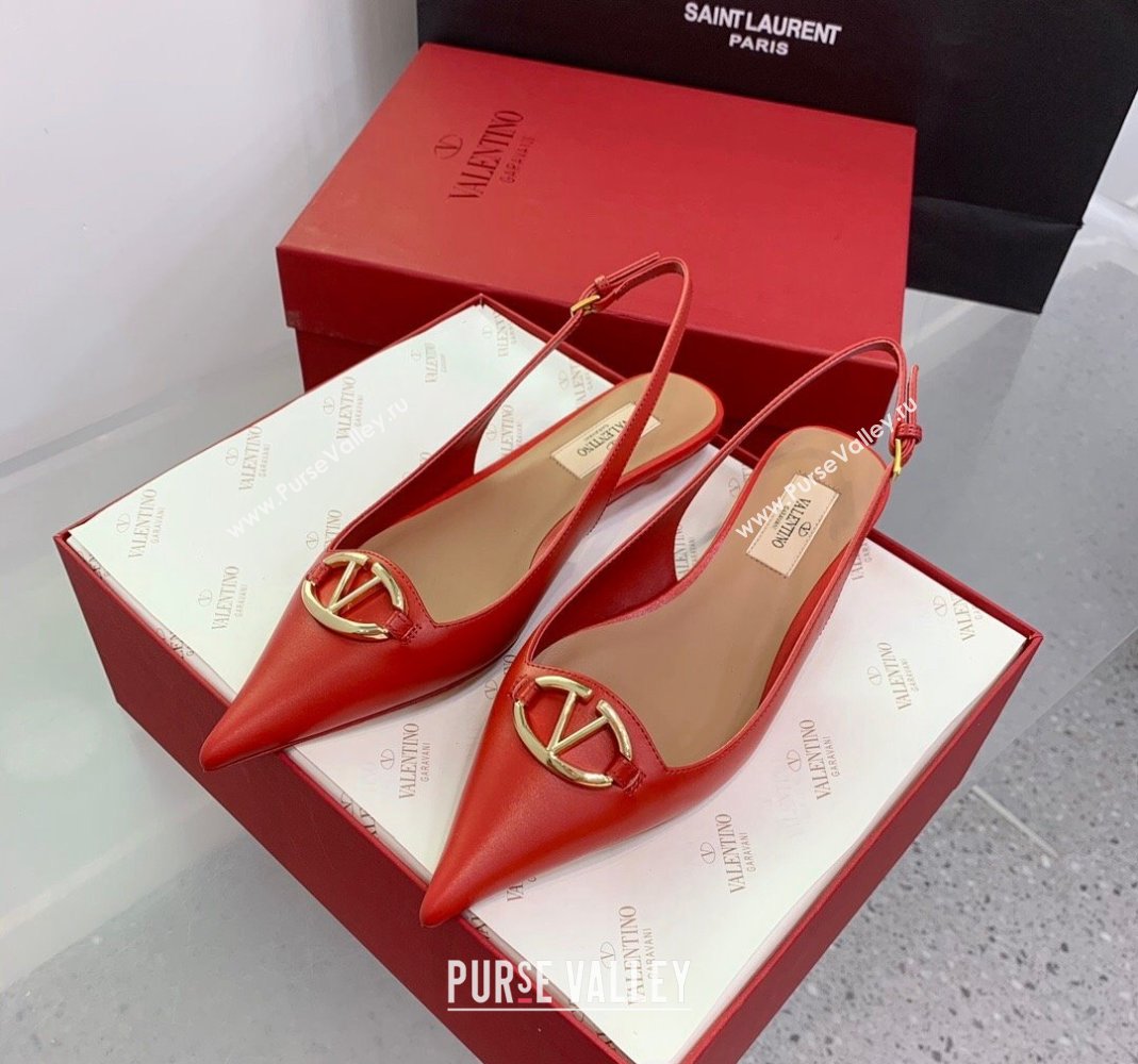 Valentino VLogo Leather Slingback Pumps Red 2023 VLTN121402 (KER-231214126)