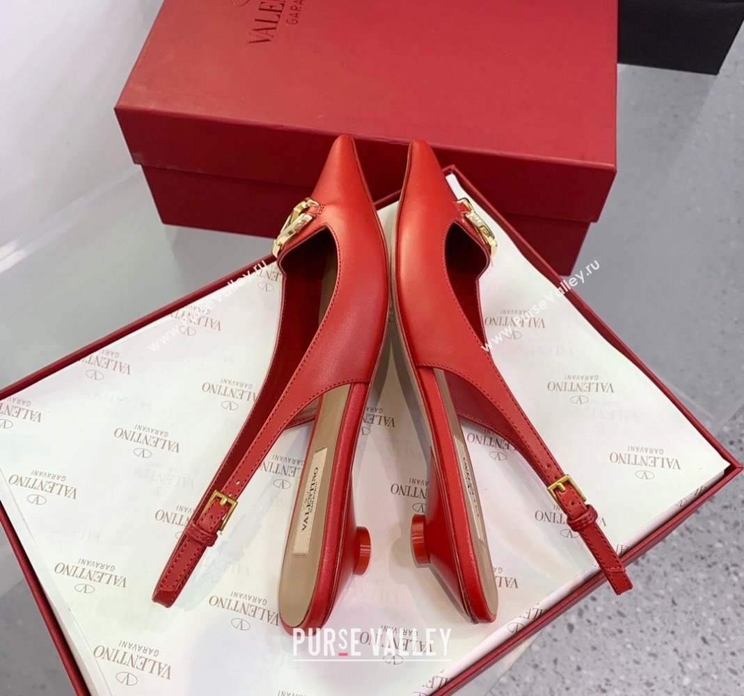 Valentino VLogo Leather Slingback Pumps Red 2023 VLTN121402 (KER-231214126)