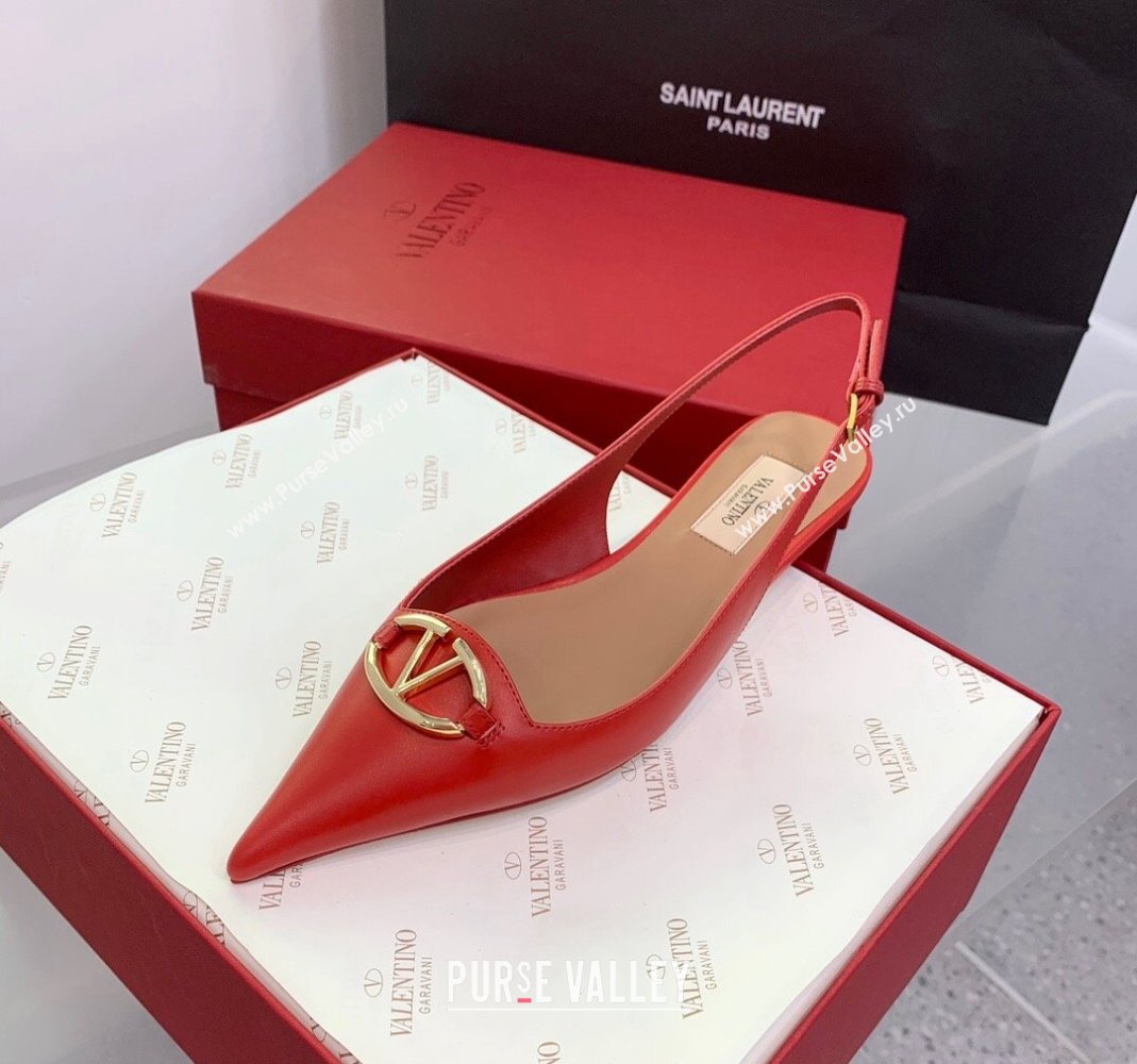 Valentino VLogo Leather Slingback Pumps Red 2023 VLTN121402 (KER-231214126)