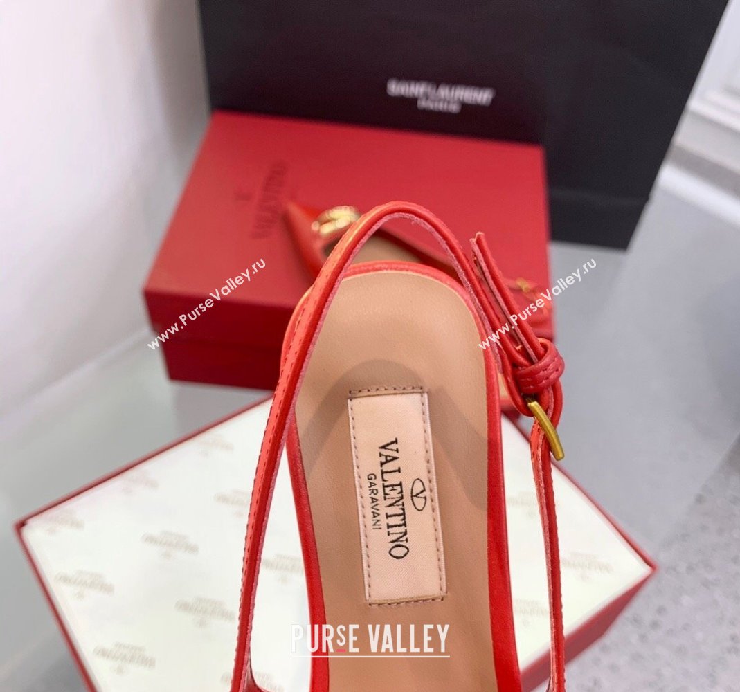 Valentino VLogo Leather Slingback Pumps Red 2023 VLTN121402 (KER-231214126)