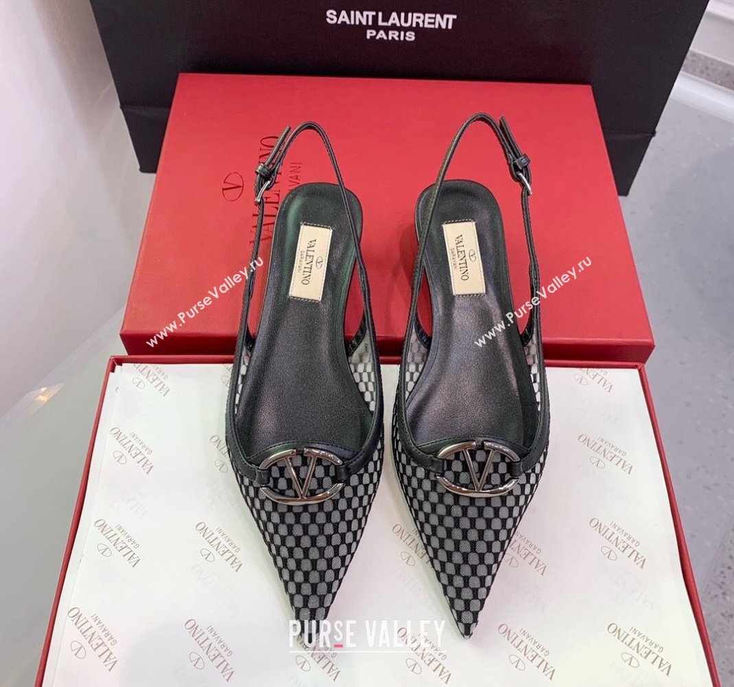 Valentino VLogo Mesh Slingback Pumps Black 2023 VLTN121402 (KER-231214127)