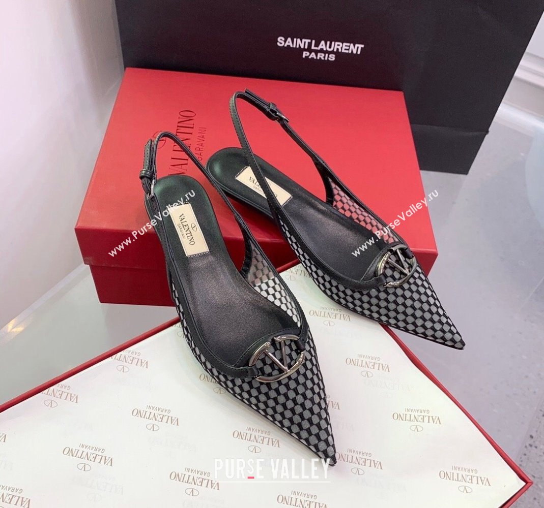 Valentino VLogo Mesh Slingback Pumps Black 2023 VLTN121402 (KER-231214127)