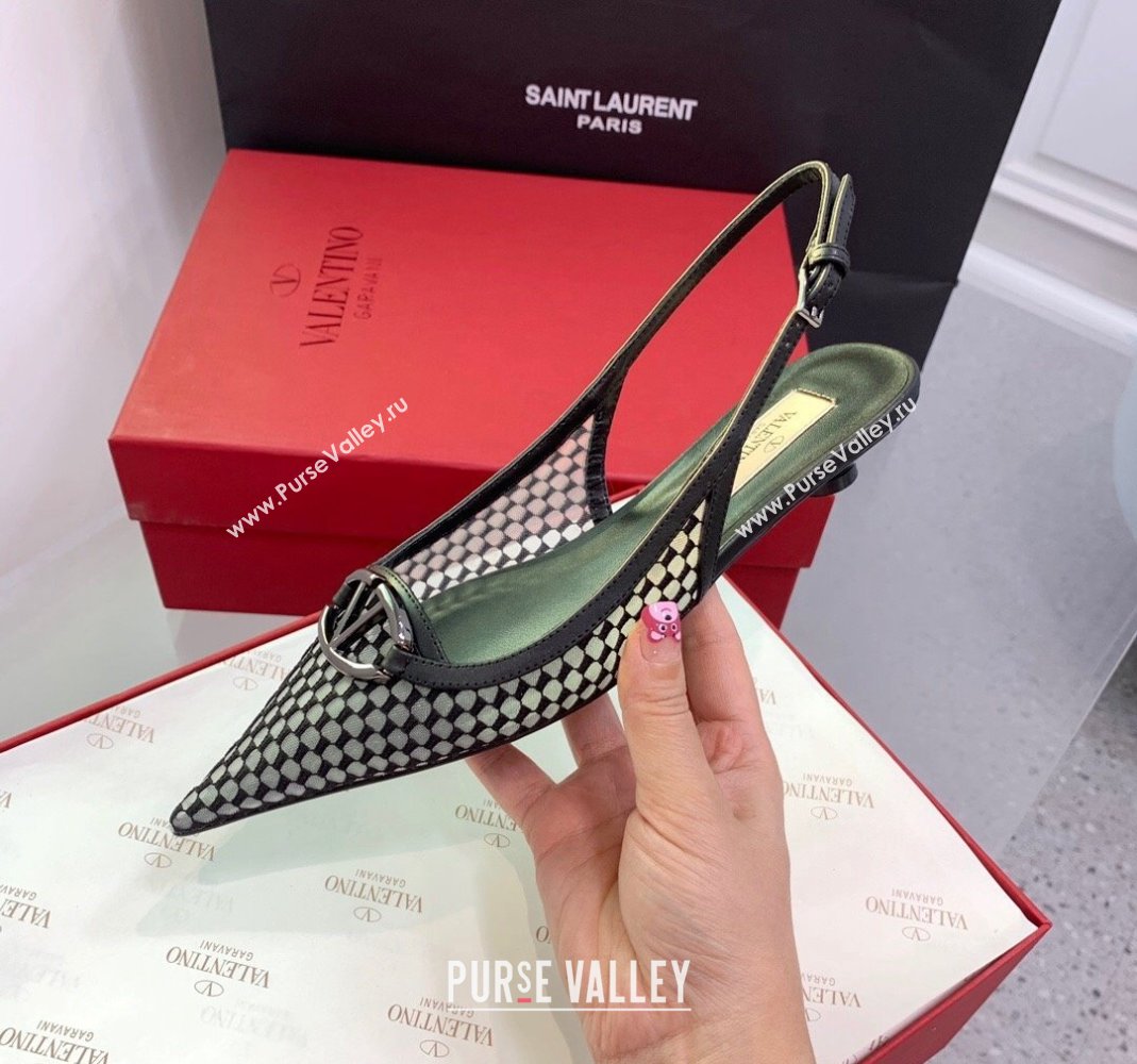 Valentino VLogo Mesh Slingback Pumps Black 2023 VLTN121402 (KER-231214127)