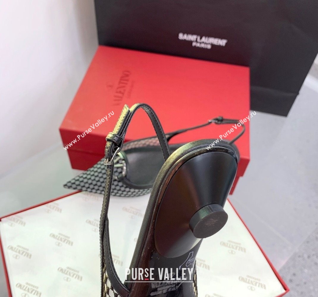 Valentino VLogo Mesh Slingback Pumps Black 2023 VLTN121402 (KER-231214127)